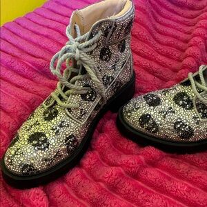 Betsey Johnson Sparkling Skull Embellished Boots